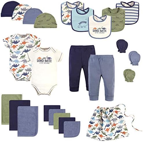 Touched by Nature Unisex Baby Organic Cotton Layette Set and Giftset, Bold Dinosaurs, 0-6 Months