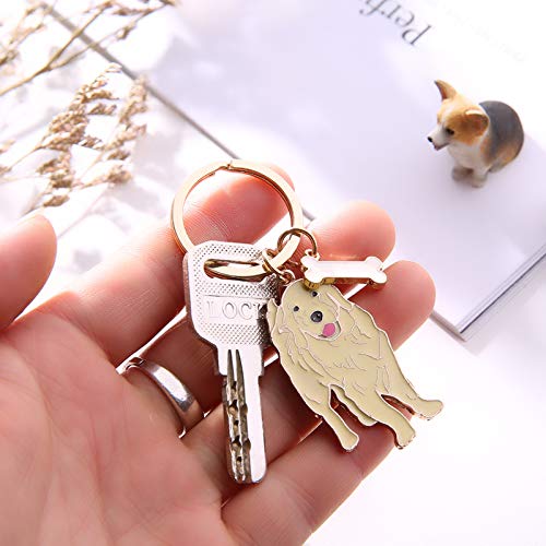 Schlüsselanhänger mit Hundemotiv, niedlicher Metall-Schlüsselanhänger, Taschenanhänger, tolles Geburtstgsgeschenk, 10 cm, (Golden Retriever)