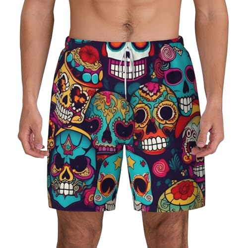 Short de bain respirant homme aux motifs crânes séchant en un clin d'œil
