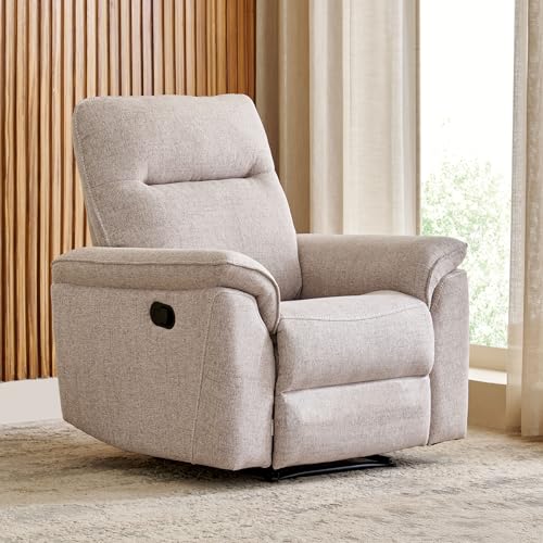 Home Centre | Artise Fabric 1-Seater Recliner | Recliner for Living Room | Solid Wood | Beige | 1 Year Warranty