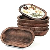 Duseu 6 PCS Wooden Dough Bowls for Candle Making, 9.45 x 5.5 x 1.57 inch Rustic Dough Bowls Bulk for DIY Crafts Farmhouse Supplies Decoration, Brown