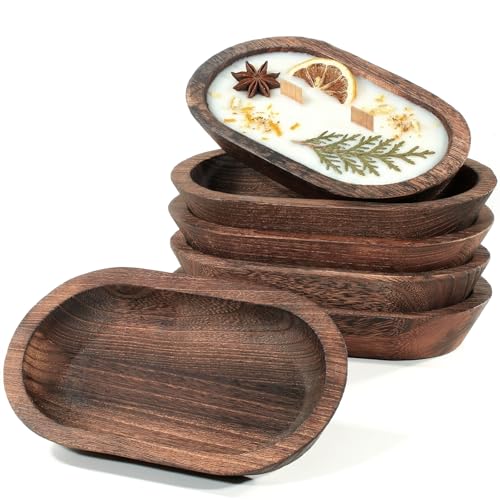 Duseu 6 PCS Wooden Dough Bowls for Candle Making, 9.45
