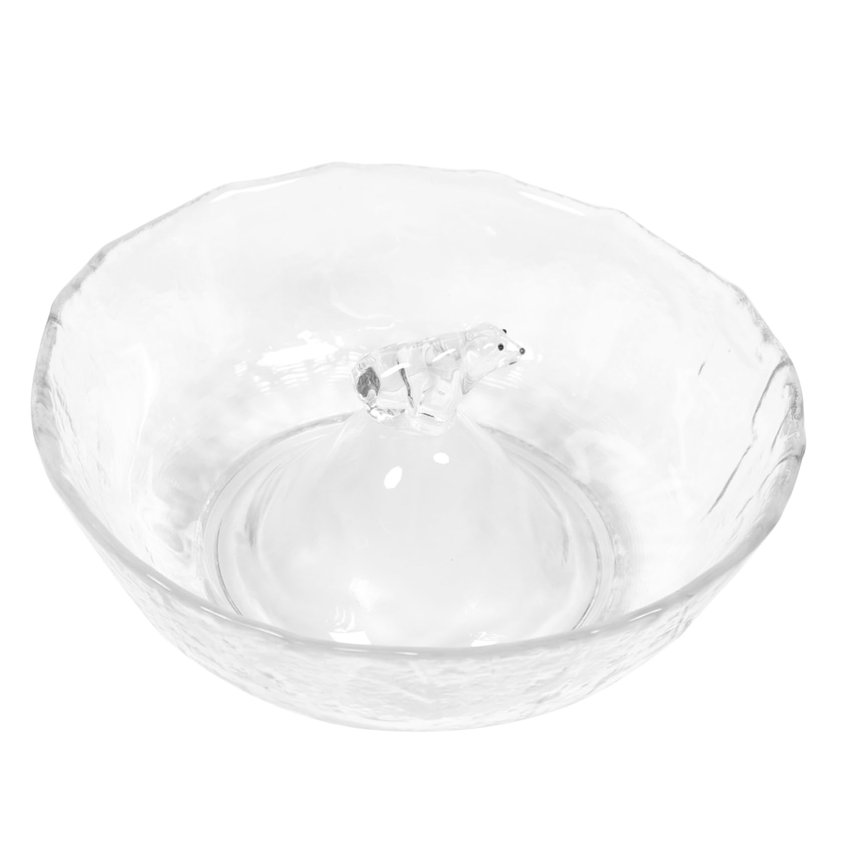 Cabilock Saladier en Verre 3D Ours Polaire, Bol Rond Transparent, Bord Lisse, pour Salade et Dessert, Vaisselle Cuisine Décorative