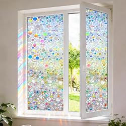 Stained Glass Window Privacy Film,Rainbow Iridescent Bubble 17.5