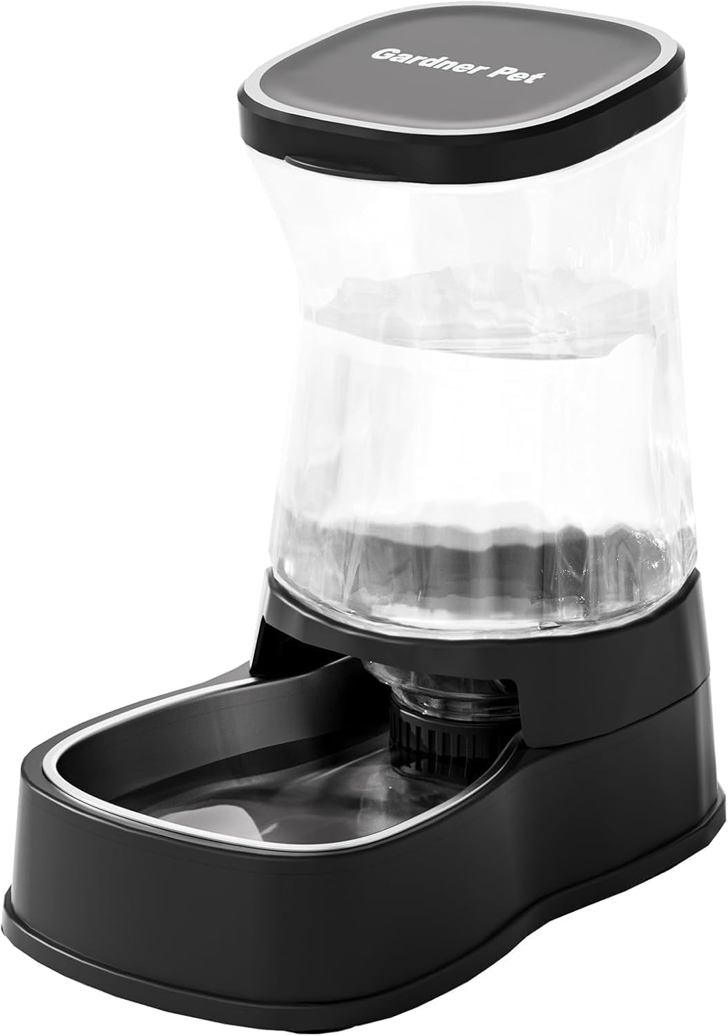 Gardner Pet Dispenser d’acqua per gatti da 3,85 l, Dispenser d’acqua per cani con ciotola in acciaio inossidabile, Abbeveratoio per cani a gravità, Non richiede elettricità, Senza BPA, Nero