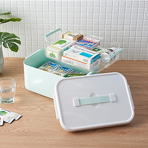 Trousse de premiers secours, Kit médical familial, conteneur stockage en plastique polyvalent, organisateur médicaments Portable, boîte(L 28.5x19.5x18.5cm)