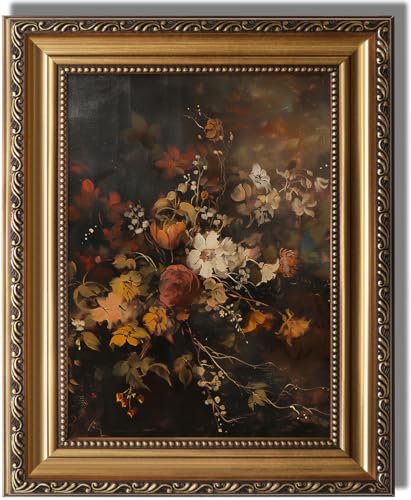 Fleurs d'automne sombres en toile murale pour une ambiance cosy