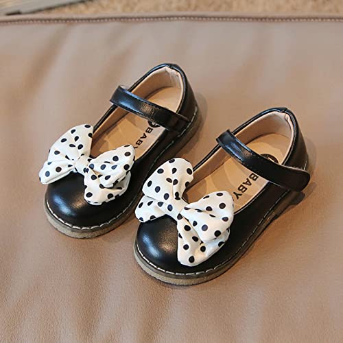 sfdgfhyf Little Girls Shoes 1-6 Years Fashion Autumn Girls Casual Shoes Flat Polka Dot Bow Solid Color Hook (Black, 12-15 Months)2