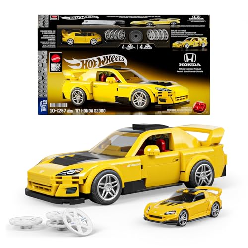 Mattel Brick Shop Hot Wheels Speed Series Building Set, '07 Honda S2000 with 257 Pieces, Realistic Details and Custom Decals, Adult Collectors and Kids Ages 10+, JFR88