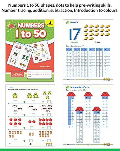 Image of Woodsnipe Preschool Pack for LKG Ages 3-4 Years| 8 Books to teach Capital and Small Letters, Numbers 1 to 50, EVS, Rhymes, Colouring, Crafts | Ample Activity Worksheets on Tracing, Colouring, Puzzles and more