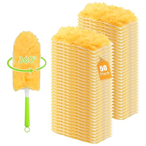 50 Pack Short Handle Duster Refills, Compatible with S.wiffer Duster Kit, 360° Multi-Surface Disposable Dust Pads, Ideal for Home Cleaning - Effortlessly Dust Furniture
