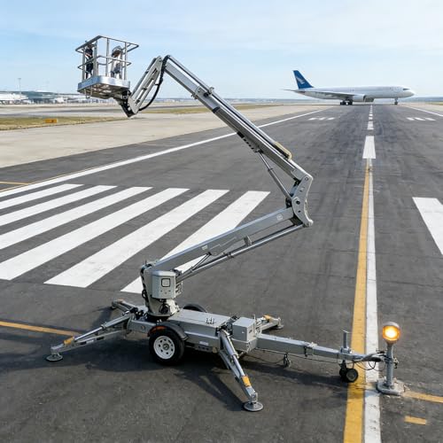 Industrial Towable Articulating Boom Lift | 45 ft Working Height & 450 lbs Capacity | Suitable for Indoor & Outdoor Job Sites