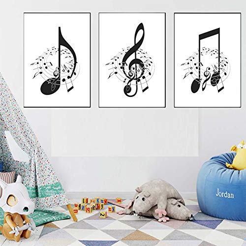 Set Of 3-Music Art Print Canvas,Music Notes Wall Decor,Black And White Music Poster For Classroom Or Music Room Wall Art Decor,Frameless,(8X10Inch) #TOP2