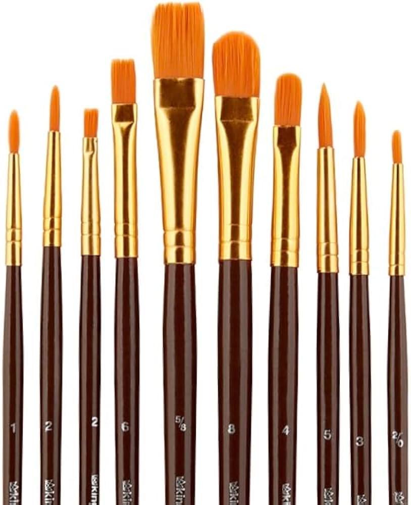 Amazon.co.jp: KINGART ペイントブラシ10本セット、アクリルペイント