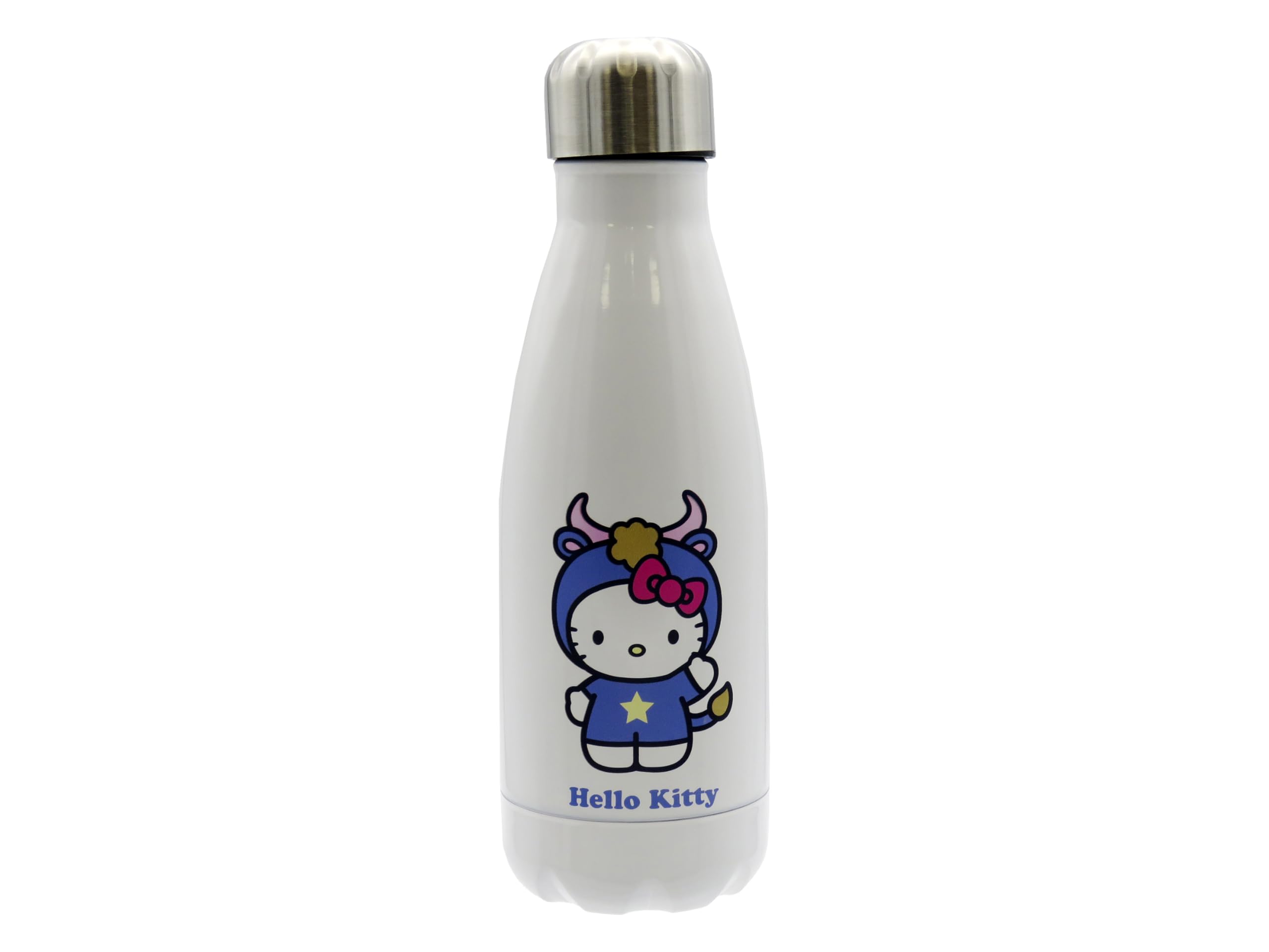 CYPBRANDS Hello Kitty, Sanrio, Flasche, Wasserflasche, Kanister, Trinkflasche, Horoskop, Stier, 550 ml, Weiß, offizielles Produkt
