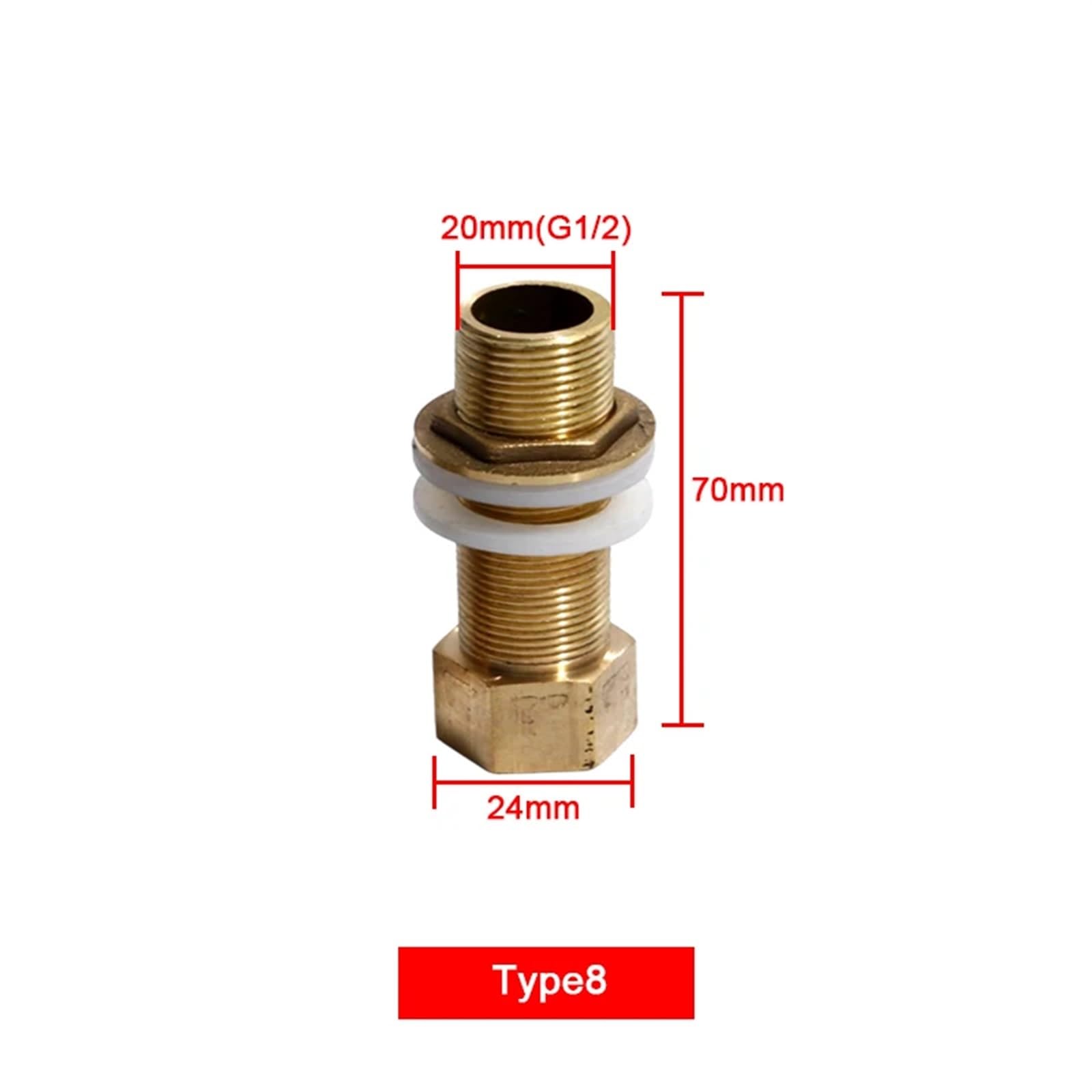 20mm Water Tank Pipe Fitting 1/2inch Fish Tank Pipe Fitting Water Connector Female Male Thread Pipe Joint 1Pcs(8)