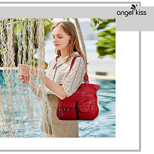 Image of Angelkiss Purses Handbags for Women PU Tote Satchel Bags for Women Pockets Shoulder Bags | PU