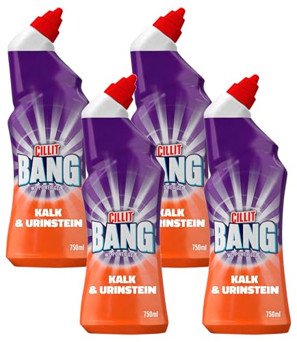 CILLIT BANG WC-Power Gel Kalk- & Urinstein Zerstörer – Kraftvoller WC-Reiniger – 1 x 750 ml (Packung mit 4)