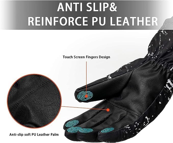 Miniatura 3 de Guantes de esquí para hombres y mujeres, guantes térmicos de invierno para pantalla táctil, impermeables, guantes de nieve para snowboard, esquí,