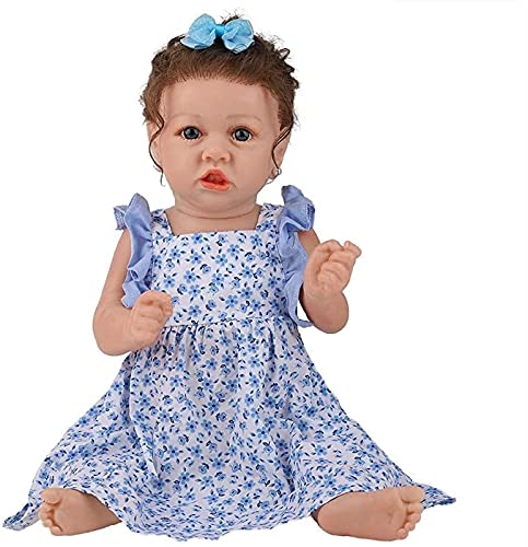 MWKL Nettes Reborn Baby 58cm Reborn Puppe Simulationspuppe Lebensechte Vollsilikon Körper Wiedergeburtspuppe 22 Zoll…