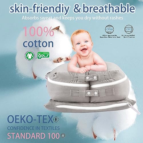 Image of Corduroy Baby Lounger Cover for Dockatot Deluxe + | 100% Cotton Hypoallergenic Newborn Premium Quality Spare Cover(Cover Only) (Grey)