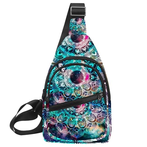 Sac à bandoulière pour homme et femme à motif floral géométrique multicolore