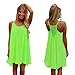 Franterd Dress Womens Spaghetti Strap Back Howllow Out Chiffon Beach Short Dress