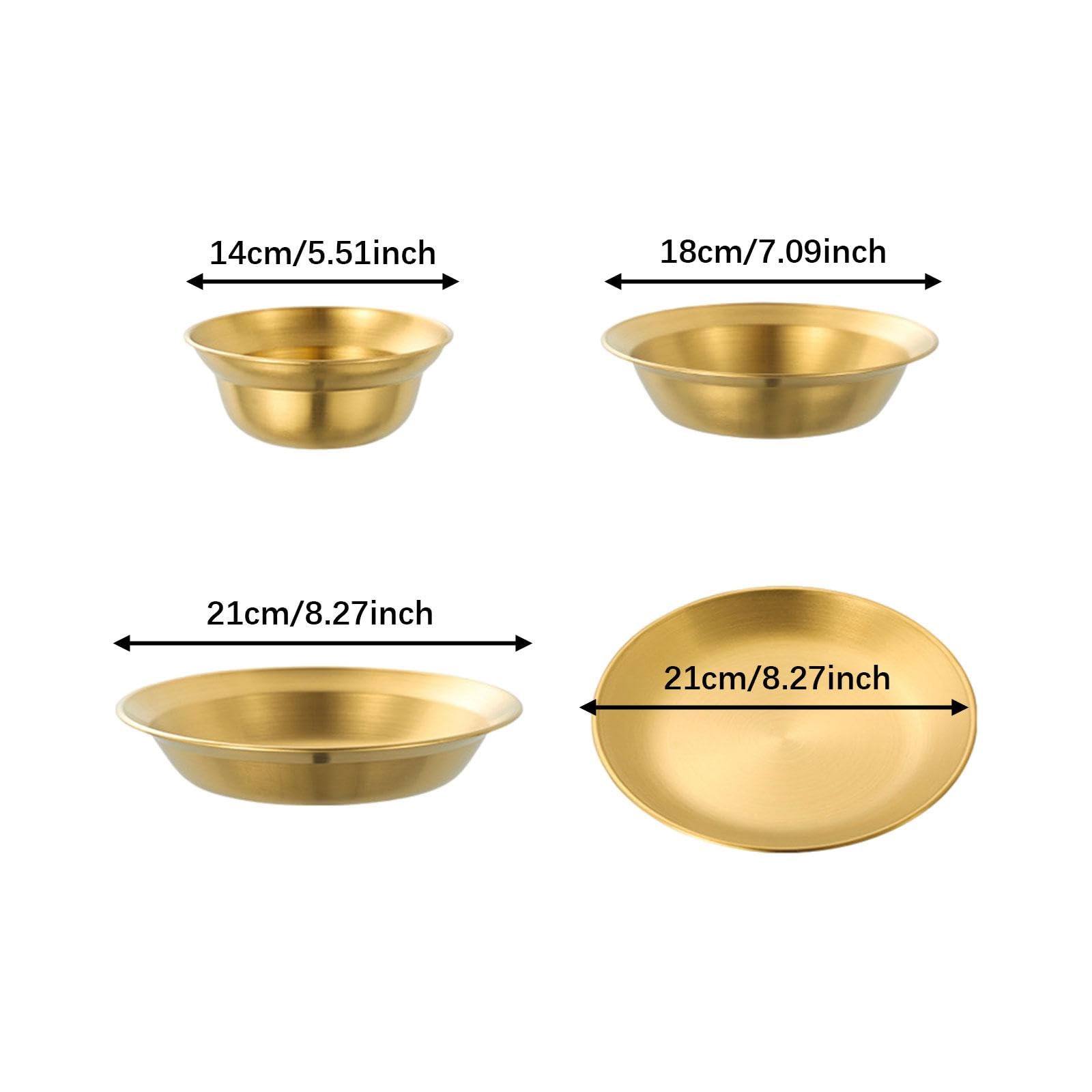 Yiju Stainless Steel Plates and Bowls Camping Utensils Portable Snack Bowls Cutlery Dinnerware Set for Picnic RV Backpacking Beach, 8PCS Gold