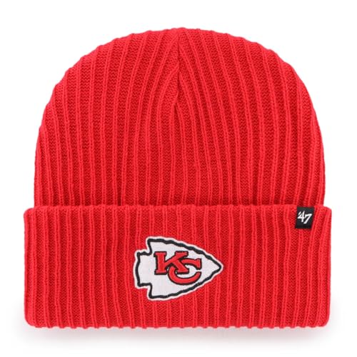 47 Kansas City Chiefs Harbor Ribbed Red Cuff Beanie Hat - NFL Cuffed Football Winter Knit Toque Cap