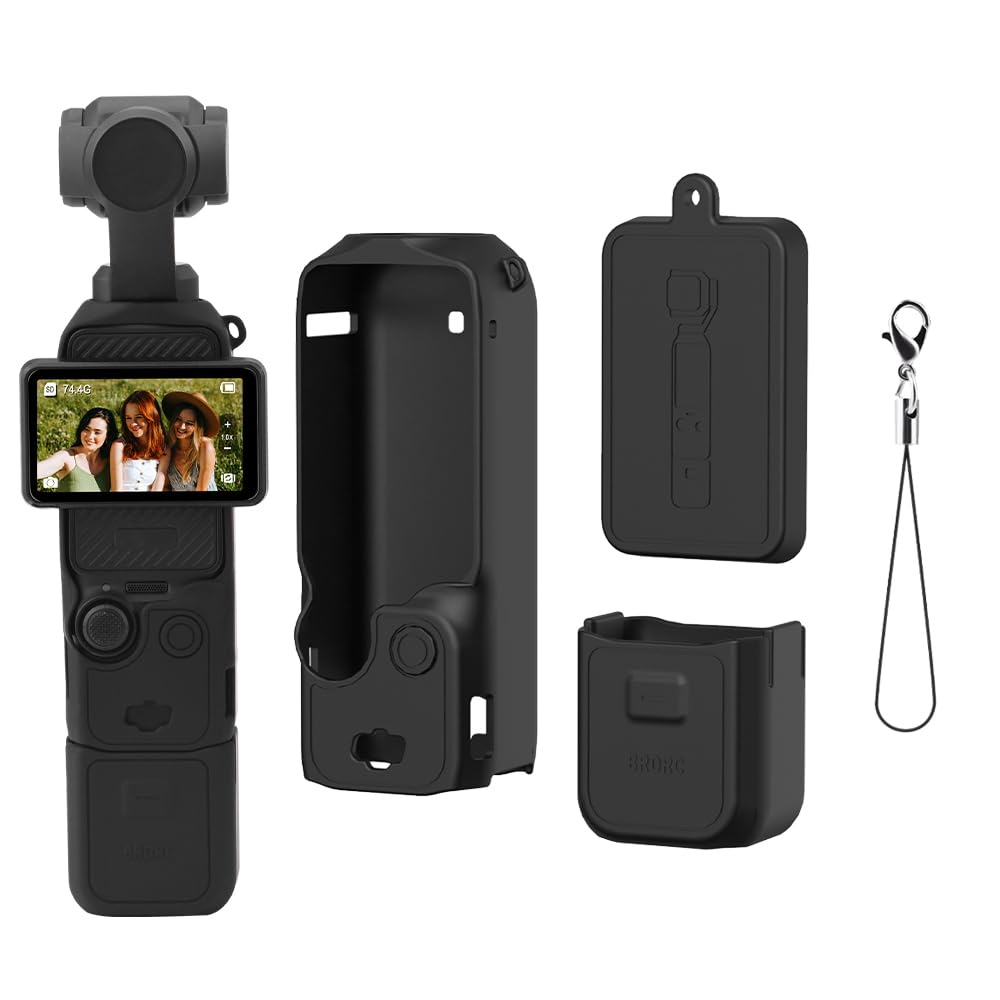for DJI OSMO Pocket 3 Silicone Cover Protective Case Skin Gimbal Sleeve Lens Cap Cover for DJI OSMO Pocket 3 (Set 1 Black)