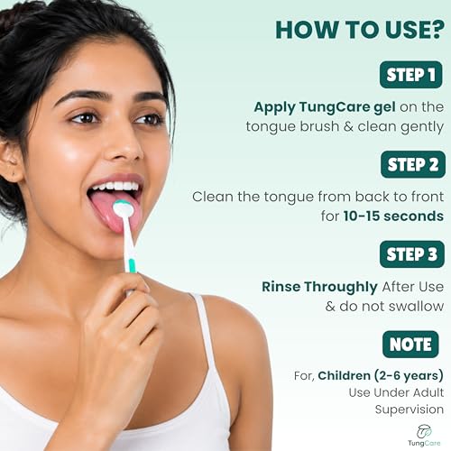 Image of Tongue Cleaning Gel + Brush Combo for Bad Breath Control | With Zinc | Removes Tongue Residue | Fresh Breath | Maintain Oral Hygine | Cool Fresh | 80g | Gel + Brush | NOTE: Brush Color May Vary