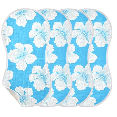 Hibiscus Minimalist Pure Blue Burp Cloths for Babies Burp Rag Cotton Spit Up Rag for Infant Newborn Baby3