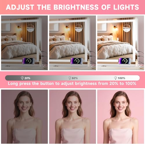 Espejo para maquillaje con luces LED 23" x 18" blanco miniatura 5