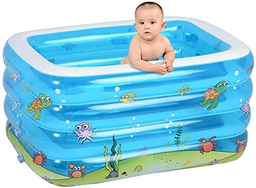 AWJ inflatable pool Fold Inflatable Bathtub Child Pool, Infant Toddler Baby Home Inflatable Large Bathtub Blue