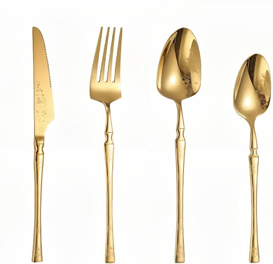 Cutlery Set, Stainless Steel Flatware Set,transparent plastic， Spoon Knife and Fork Set,16-Piece Set of Kitchen Silverware Tableware Main Stainless Steel Knife and Fork Spoon Commercial Steak Coffee W