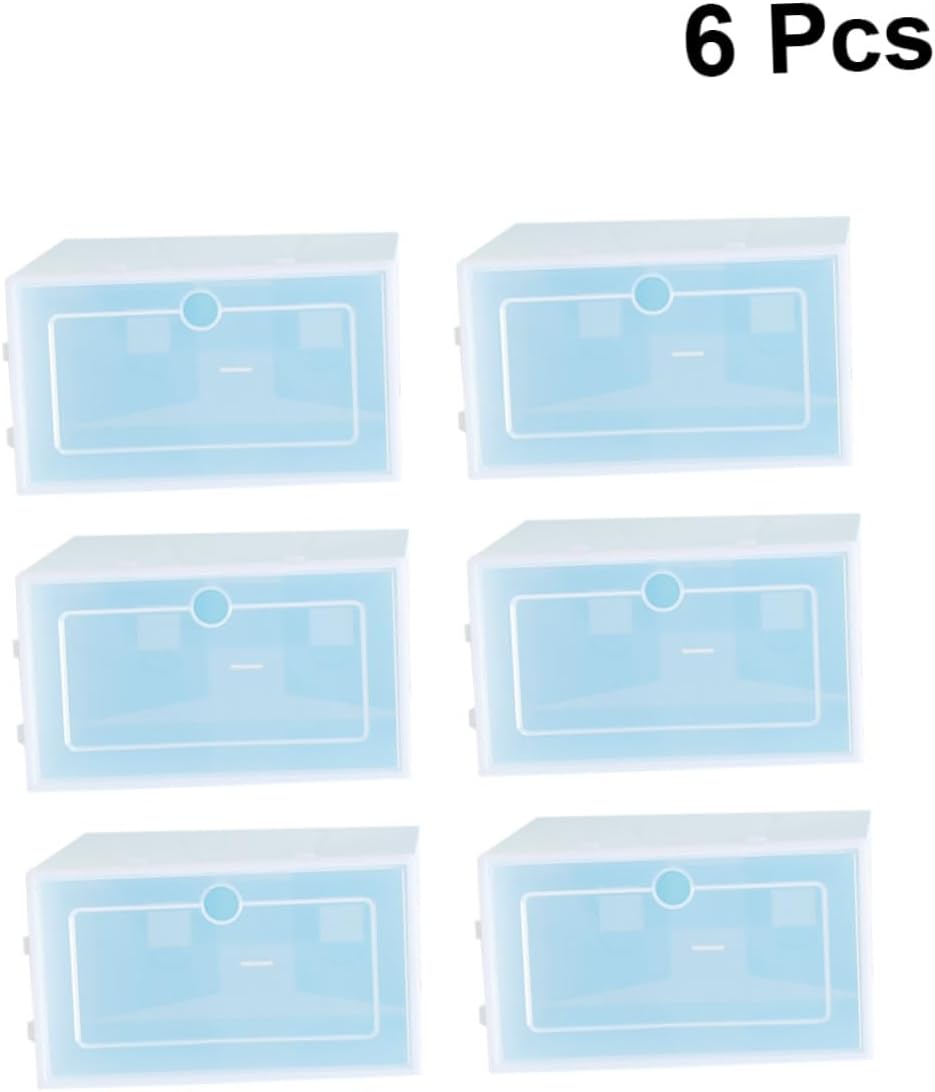 6PCS 6pcs Thickened Transparent Shoe Storage Boxes Plastic Shoe Containers Large Navy Space-saving Organizer for Closet Entryway and Under Bed Storage