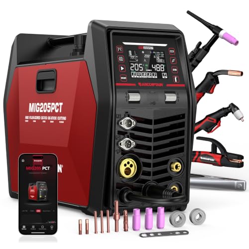 Image of ARCCAPTAIN MIG205 PCT MIG Welder 8 IN 1 iControl APP Control Plasma Cutter /Pulse MIG /Flux Core /Pulse DC HF /Lift TIG /Stick /Spool Gun /Aluminum Welding Machine 120 /240V Dual Voltage Multiprocess Welder