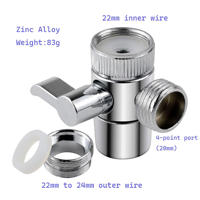 1 pcs Shower Diverter Valve 3 Way Kitchen Tap Diverter Brass Sink Faucet Splitter M22 X M24 Adapter Replacement Part for Bathroom Bathtub - Image 3