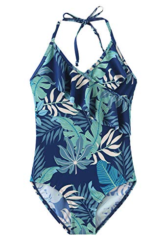 Image of Girls One Piece Swimsuits Hawaiian Ruffle Swimwear Beach Bathing Suit