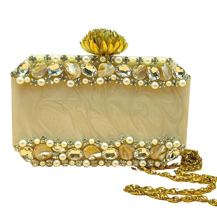 resin clutch Bag Purse Handbag with handal new looks for Bridal Girl's Party for Women Resin Clutch and pocket looks and Bag Stone Floral Clutch-image-3