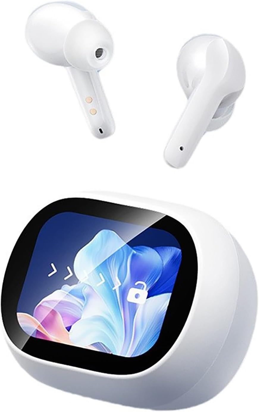 Wireless Earbuds Bluetooth 5.3 with AI Translator, Smart Touch Screen Case, ENC Noise Cancelling in-Ear Headphones, 48H Playtime, HiFi Sound, Touch Control, Support 26 Languages-Black