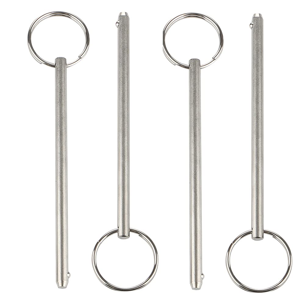 VTurboWay 4 Pack Quick Release Pin, Diameter 0.236"(6mm), Overall Length 4.7"(120mm), Usable Length 4.13"(105mm), Full 316 Stainless Steel, Bimini Top Pin, Marine Hardware