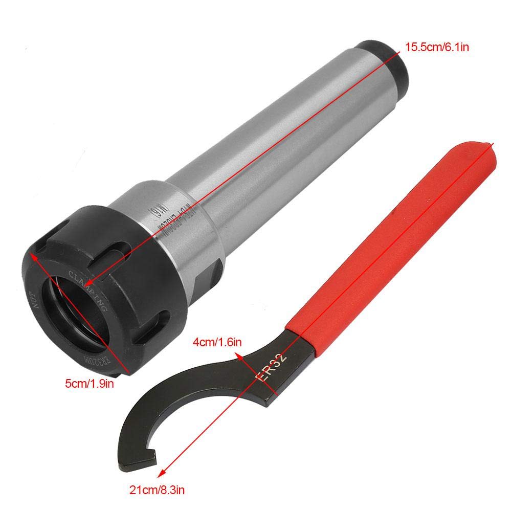Collet Chuck Holder, MT4 ER32 M16 Carbon Steel Collet Chuck Tooling Holder CNC Milling Lathe Tool with Wrench for Various Types of Drilling and Milling Machine, Spindle Morse Taper Machine