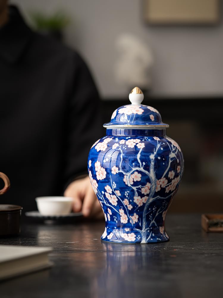 LYGSWDB Słoik na cukier Retro chiński słój na herbatę ceramiczny szczelnie zamknię słoik domowy niebiesko-biały wazon skórka mandarynki Pu'er czarna herbata przebudzenie dzbanek na herbatę
