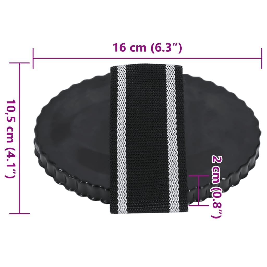 Striegel für Pferde aus Stahl 16x10,5 cm Schwarz 3 Stück mit Griff, Fellpflege Putzzeug für lose Haare, Schmutz und Staub, Pferdepflege Zubehör für Stall, Weide und Reiten