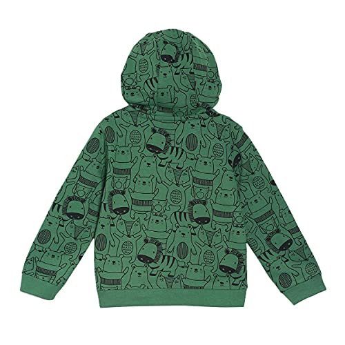 Image of miniklub Boys Green & Black Conversational Print Cotton Tracksuit
