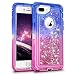 WESADN Case for iPhone 8 Plus Case,iPhone 7 Plus Case for Girls Women Cute Glitter Liquid Protective Bling Heavy Duty Shockproof Gradient Cover for iPhone 8 Plus 7 Plus 6 Plus 6s Plus,Blue Pink
