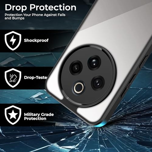 Image of A rtistque Clear Hard Armor Transparent Cover Case for iQOO Z10 5G / Vivo T4 5G | Anti-Drop Shockproof | TPU Edge | Stylish Design | Camera Protection | iQOO Z10 / Vivo T4 Back Cover - Black