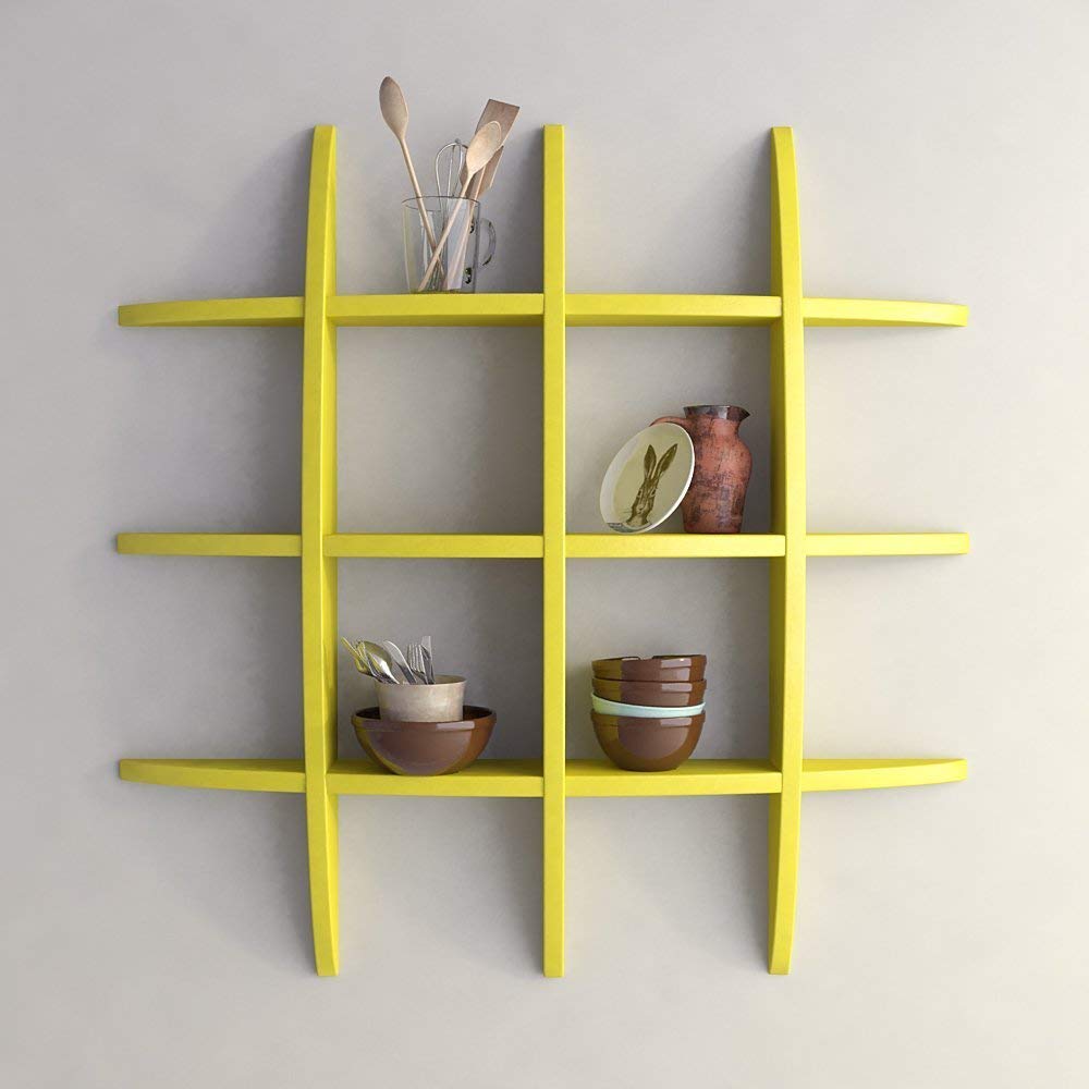 Lenakel Sizkon Beautiful Wooden Wall Shelf Rack Globe Shape Storage Wall Shelves | Home Decor Wall Mount Shelf for Living Room (Yellow)-image-48