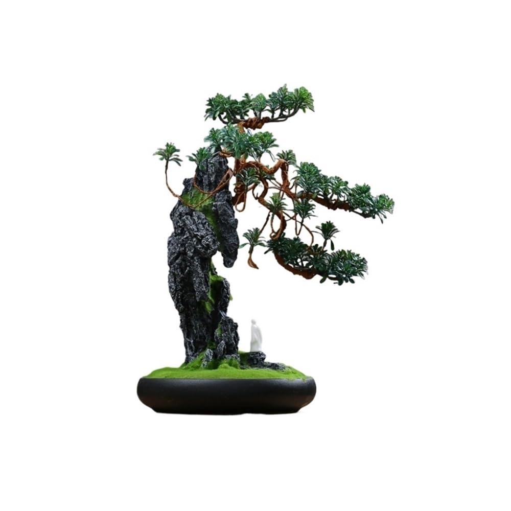 CHENGAIJIAN Artificial Bonsai Tree, Chinese Style Artificial Bonsai Tree Ceramic Potted Faux Pine Bonsai Simulation Fake Plant